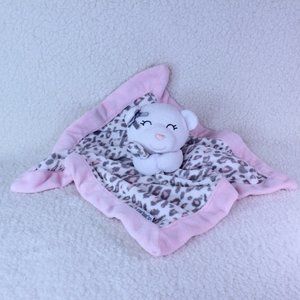 Carter's Pink Cheetah Print w Teddy Bear Baby Girl Security Blanket Lovey